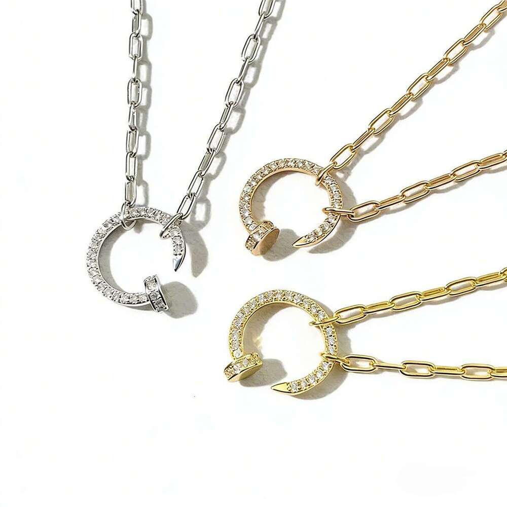 Necklace Designer Luxury necklace chain Jewelry material Nail shape Necklaces for Women men Rose gold Full Diamonds Long sweater Chain Fashion Engagement Gift good