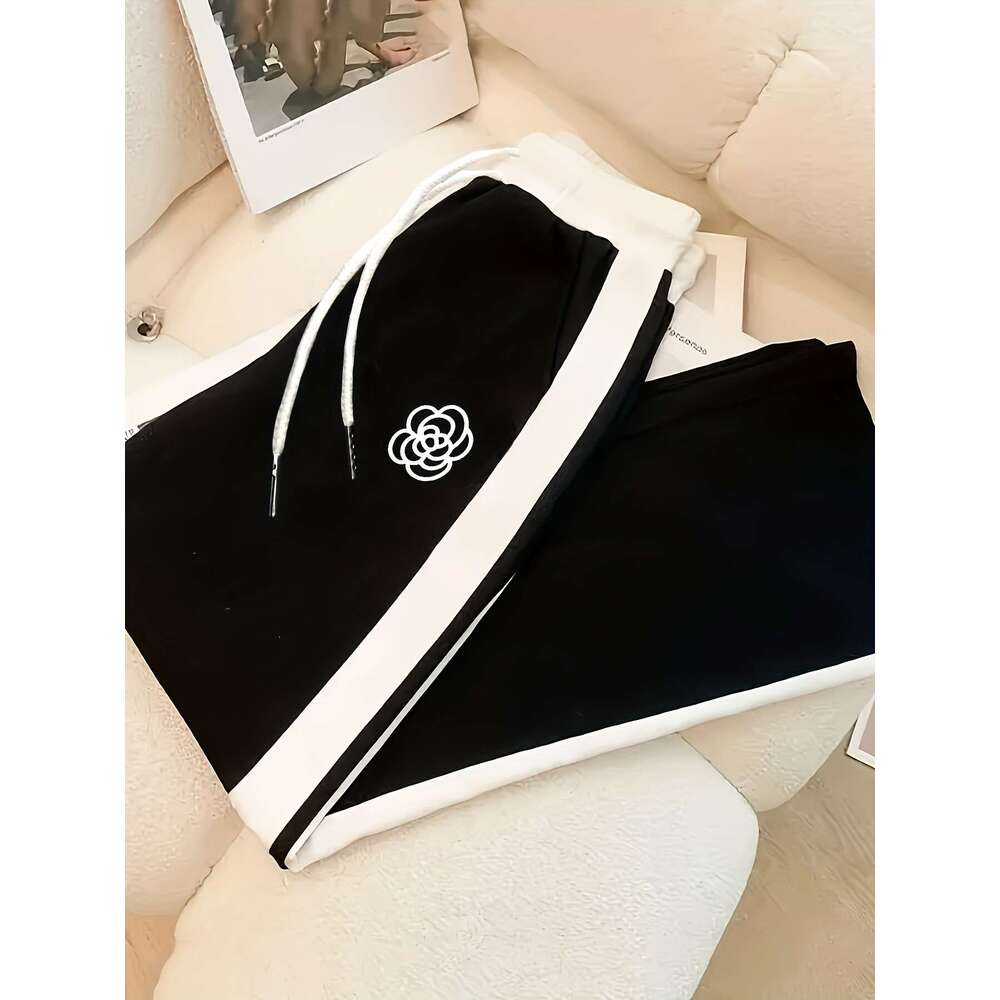Women's Leisure Sports Suit New Two-piece Set High Waist Pants fashion Sports Sets Short sleeved sportswear, casual wear, wide leg pants