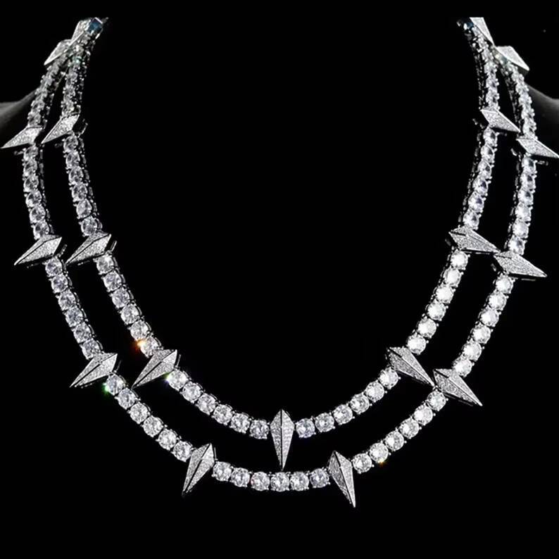 Hiphop 925 Sterling Silver VVS Moissanite Chain Wakanda Forever Iced Out 5mm Moissanite Tennis Chain