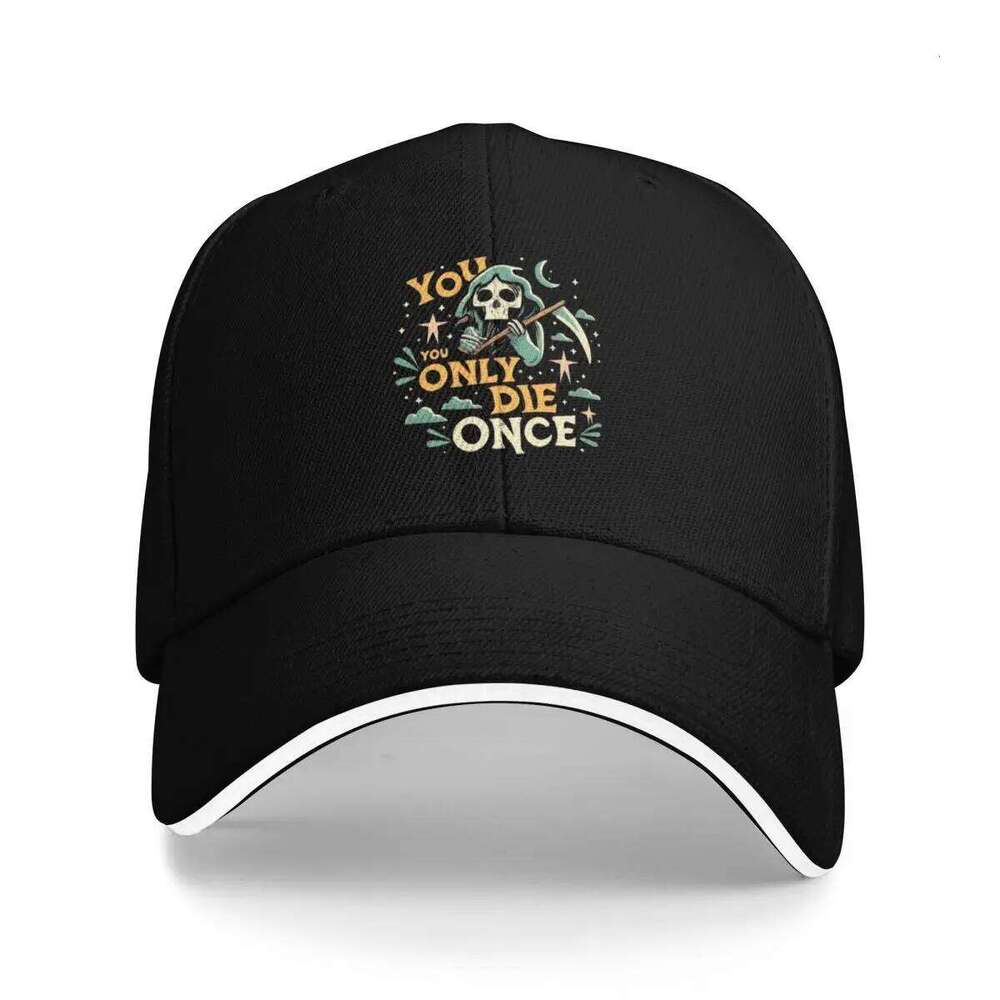 GRIM Logo 'You Only Die Once' Merchandise Collection Baseball Sports Cap Golf Wear custom Hat hats on offer Ladies Men's Y260115