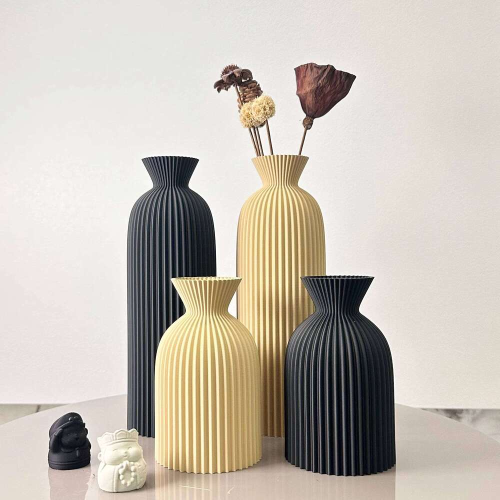 2-Piece Set of Wavy Pattern Art Dry Suitable for Home Desktop Foyer Dried Flower Vase, Office Decoration Vase Ornament, Best Holiday Gift C260116