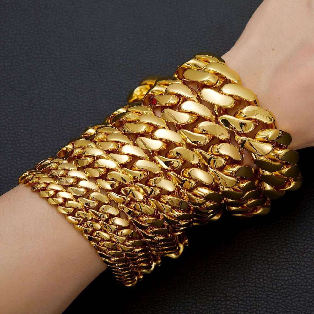 High quality S925 necklace 10MM-22MM Miami Cuban necklace Hip hip chain gold-plated antioxidant fashion for both men and women