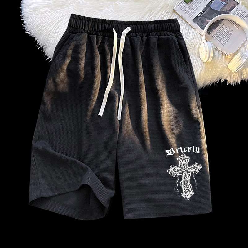Men's Summer Waffle-Knit Casual Shorts, Loose-Fit Athletic Shorts, Trendy Fashion 5-inch Pants