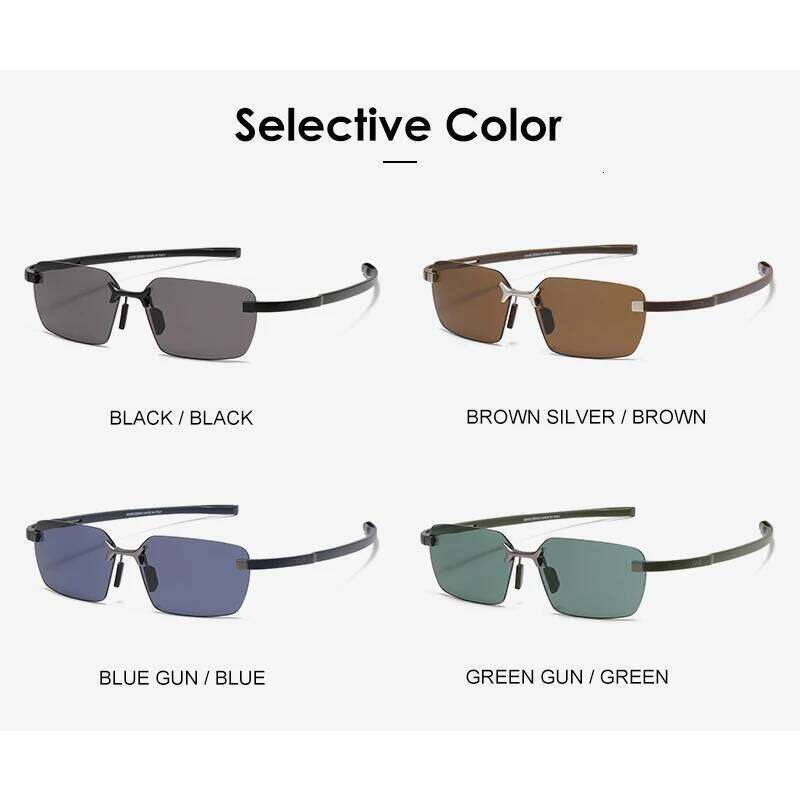 TAG hezekiah Outdoor Sunglass men Ultra Light Pure Titanium Rimless Sunglasses UV400 Protection TH40005U 26H0116