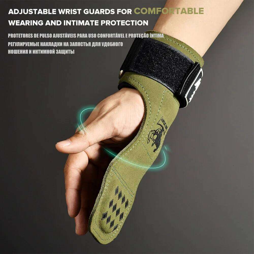 1Pair Premium Cowhide Leather Gym Fitness Gloves Lifting Straps Grips Anti-Skid Weightlifting belt For Palm Protection Deadlift Y260115