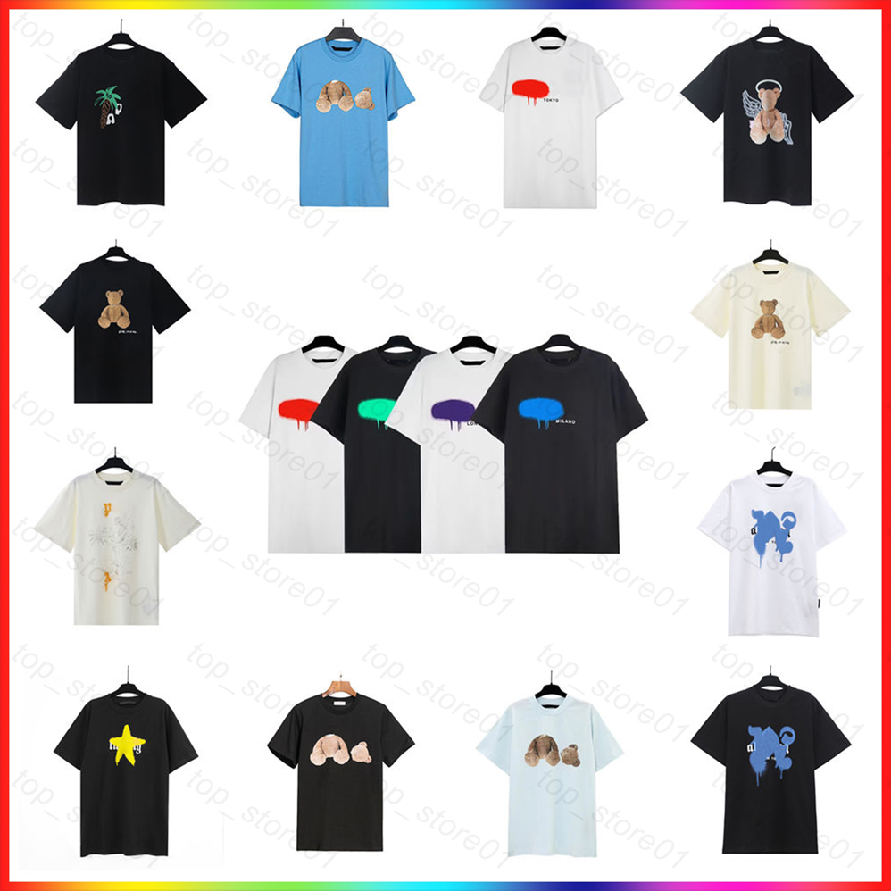 designer clothes fashion palms short sleeve classic trend broken bear graphic tee fashion graffiti mens clothing europe america men women round neck loose tshirt
