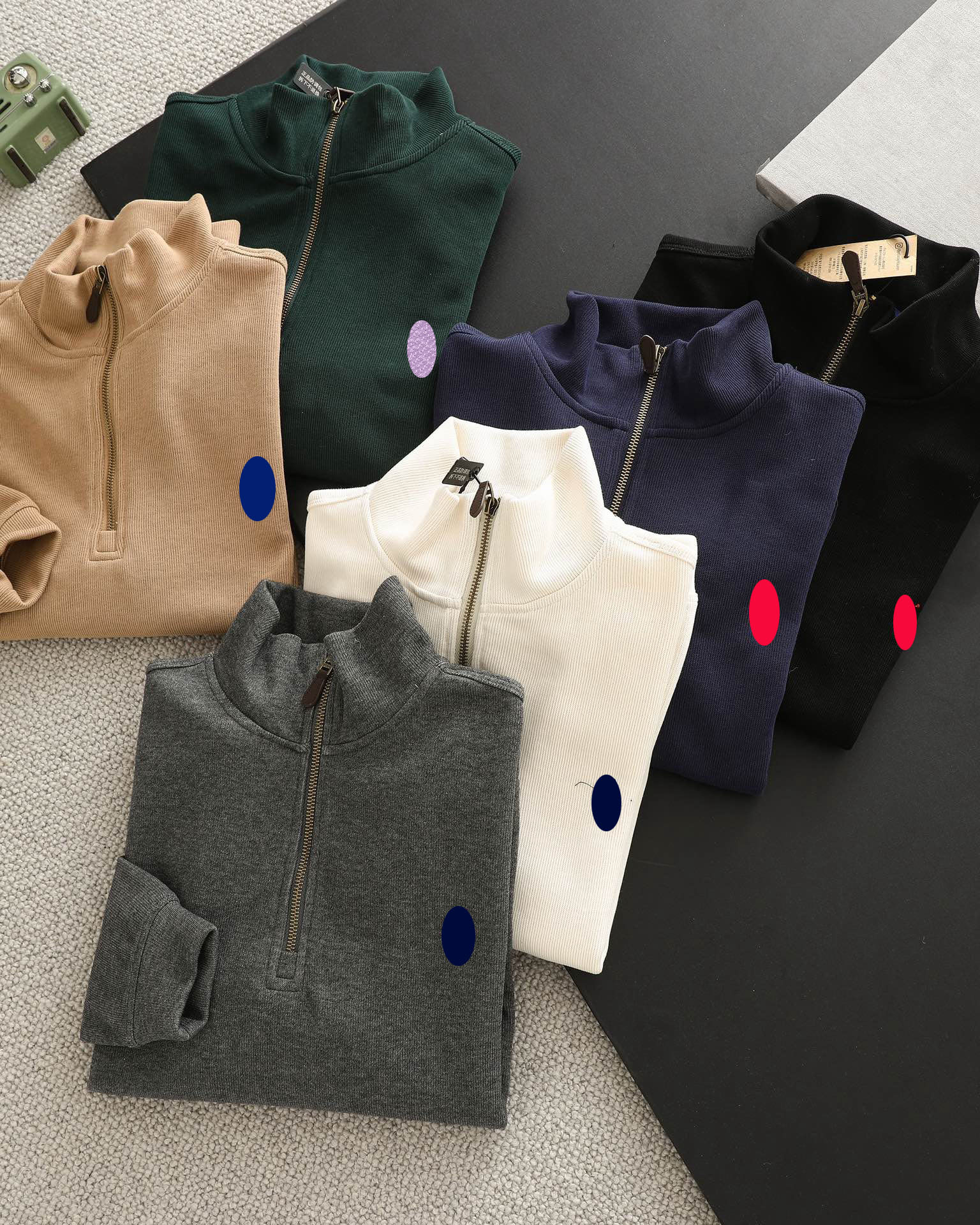 Mens Top Quailty 1/4 Zip Mens Designer Quarter Zip Pullover Mens Outfit Sweatshirt Business Work Clothes Luxury Horser po los hoodie