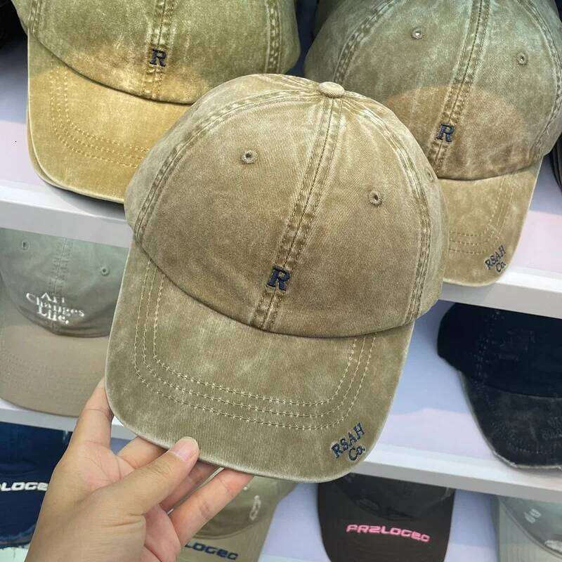 R Letter Embroidered Wash Vintage Baseball Men And Women Showing Small Casual Face Made Old Cap For Shade KJ202410147 Y260115