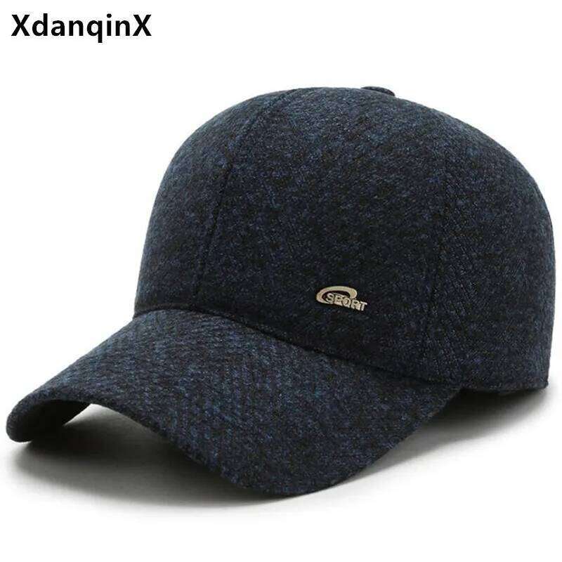 Men's Winter Hat Middle-aged Warm Ear Protection Thickened Baseball Caps Adjustable Size Men Earmuffs Hats Casual Sports Cap Y260115