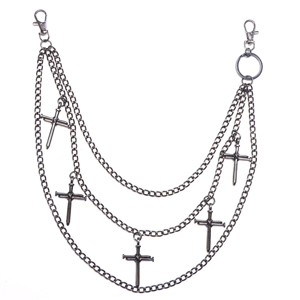 Luxury Brand Designer Jewelry European And American Accessories Fashionable Personality Cross Stud Multi-Layer Pants Chain Versatile Hip-Hop Style Den