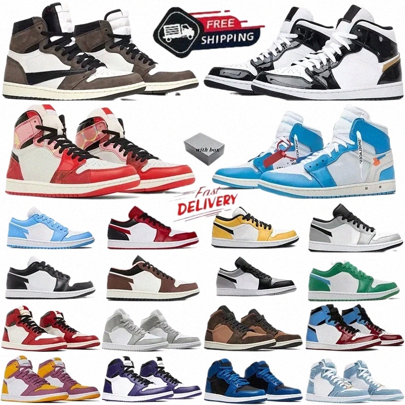 1s Basketball Shoes Designer High &Low Sneakers Black Gold Mocha Chicago UNC True Blue Bred Smoke Grey Walking Outdoor Mens Womens 1 Trainers Sports S N3sX#