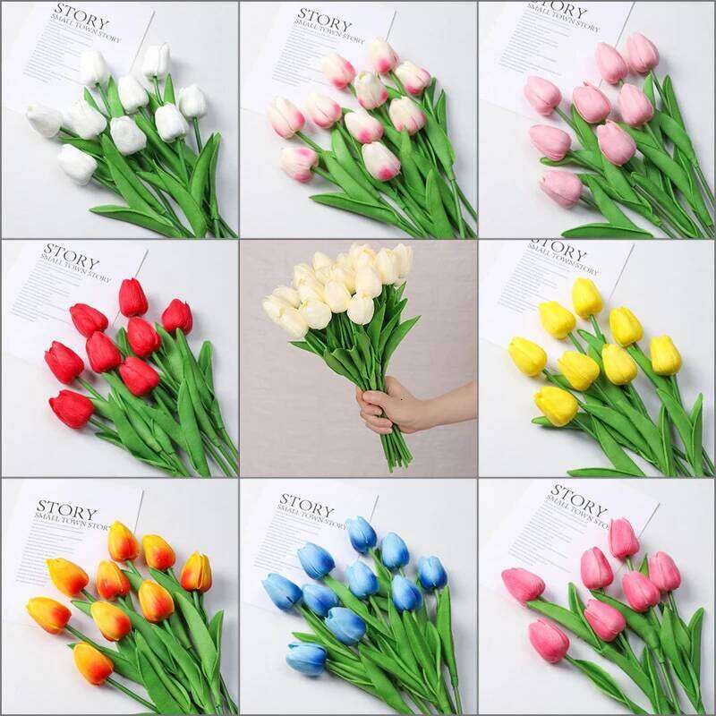 20pcs/3pc/5pc/10pc Silicone Artificial Tulip Bouquet with Stems for Home Wedding Decoration C260116