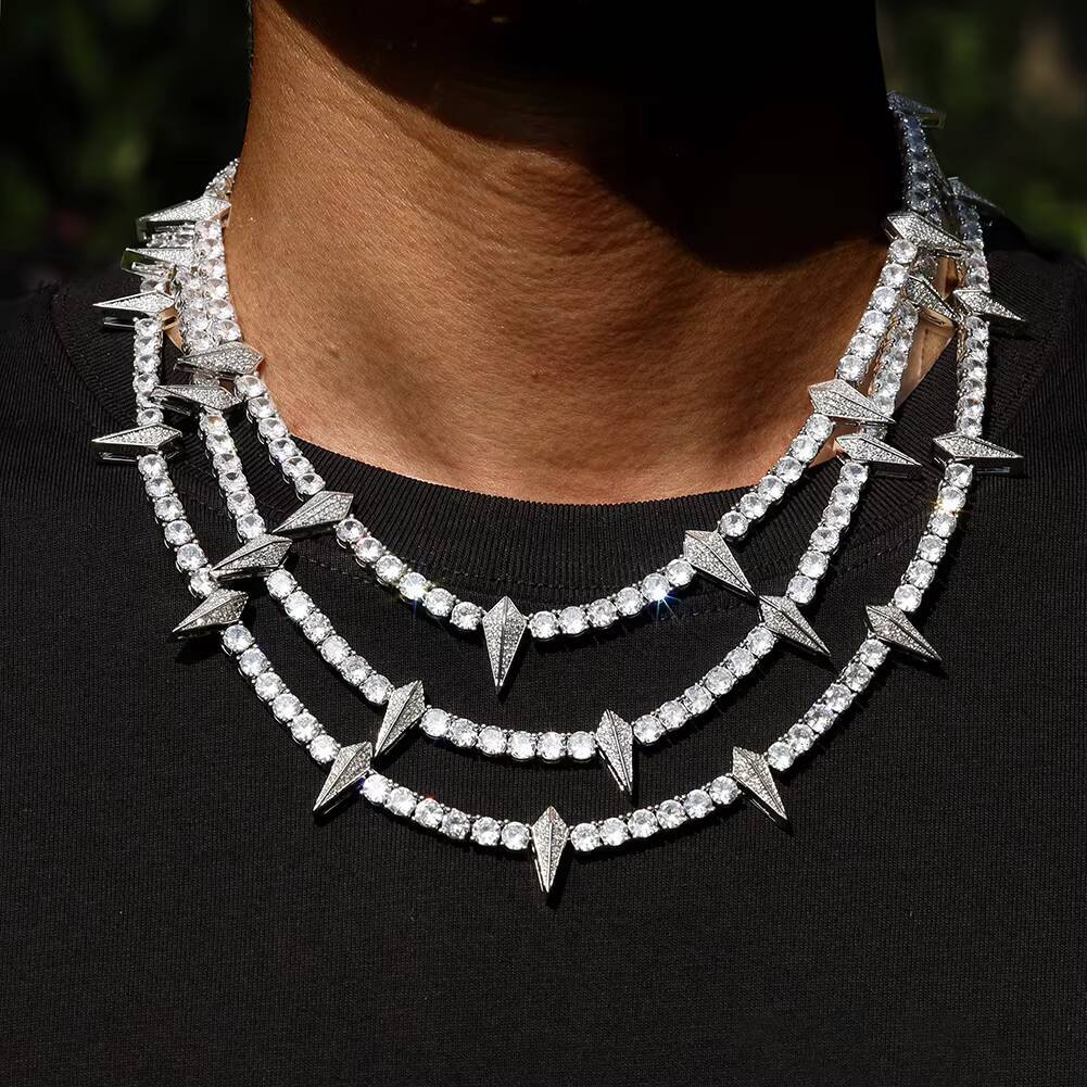 Sleek Panther Claw Necklace Iced Out with 5mm Tennis Chain Hip Hop Style