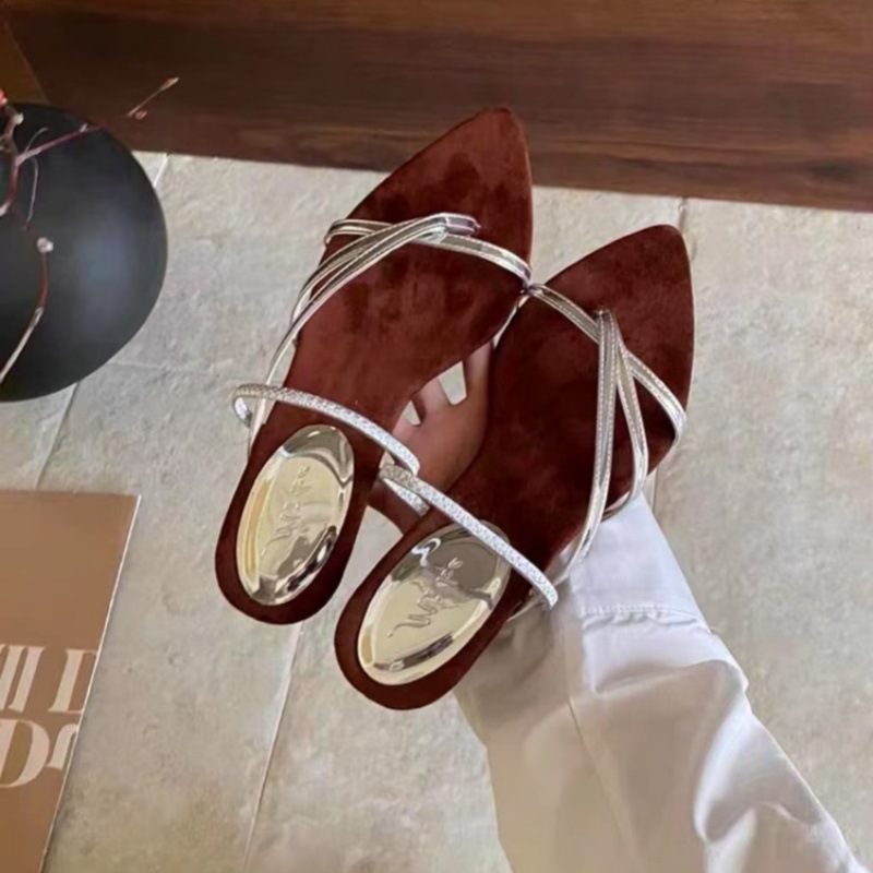 Luxury Sandals French-Inspired Gladiator Sandals, 2026 Women's Wedge Heel Pointed Toe Slides, Strappy Casual Summer Shoes