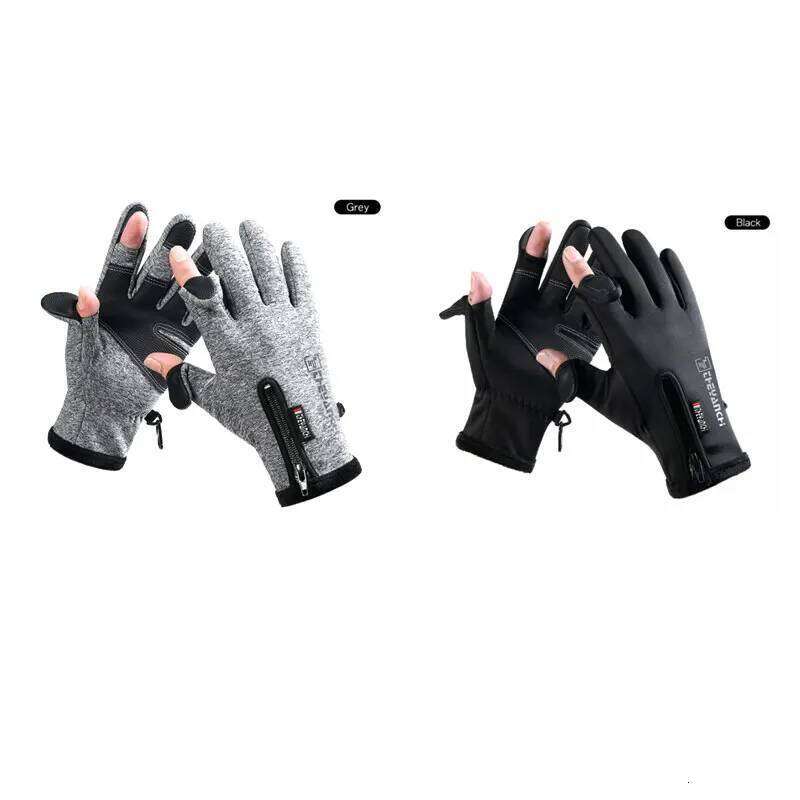 Winter Fishing 2 Finger Flip Waterproof Windproof Photograph Women Men Velvet Warm Protection Fish Angling Gloves Y260115