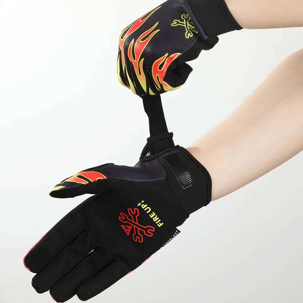 fistplastNew fistplast flame pattern touch screen riding off-road motorcycle bicycle wear-resistant long finger gloves s Y260115