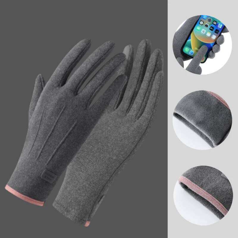 New Women Winter Thick Plush Fashion Warm Suede Outdoor Guantes Lady Touchscreen Driving Gloves Sports Cycling Mittens Y260115