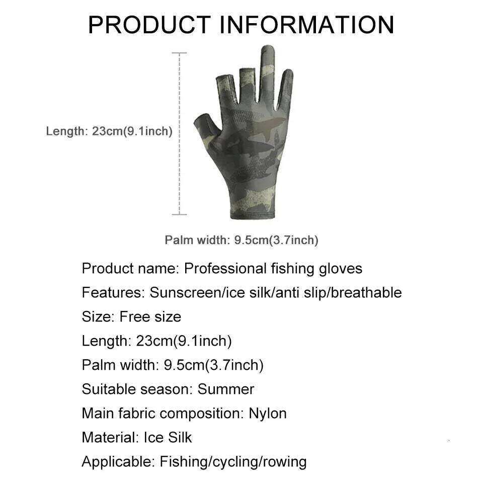 GTUBIKE Fishing Gloves Three Fingers Cut Half-finger Anti-slip Summer Outdoor Sports Cycling Ice Silk Breathable For Men Women Y260115