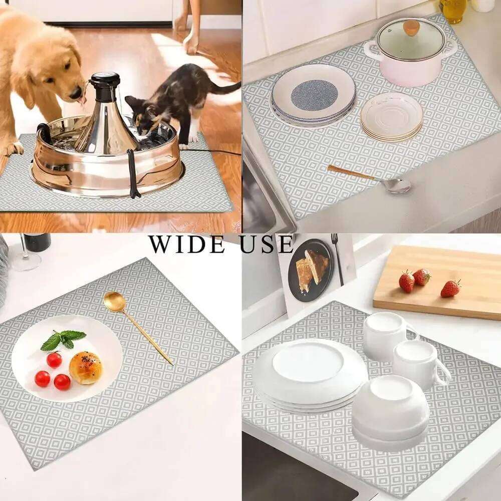 1 Pack Dish for Counter Absorbent Reversible Drying Mats Kitchen Countertop Protector Dishes Drainer Pad