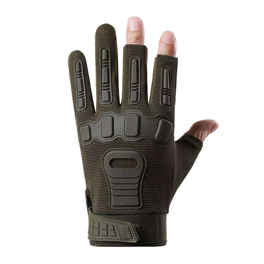 Male outdoor rock climbing training, anti slip rubber protection, exposed finger microfiber leather riding gloves Y260115