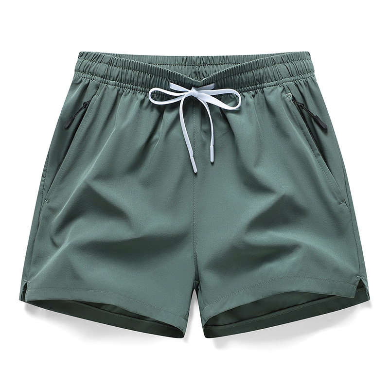 Men's Summer Quick-Dry Ice Silk Split Hem 3-inch Running & Track Shorts, Beach Shorts