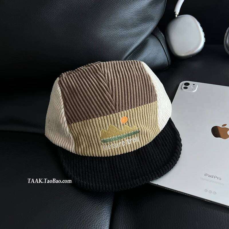 Retro Literary Embroidery Corduroy Tooling Style Men's Hats Autumn Outdoor Casual Versatile Short-brimmed Baseball Caps Women Y260115