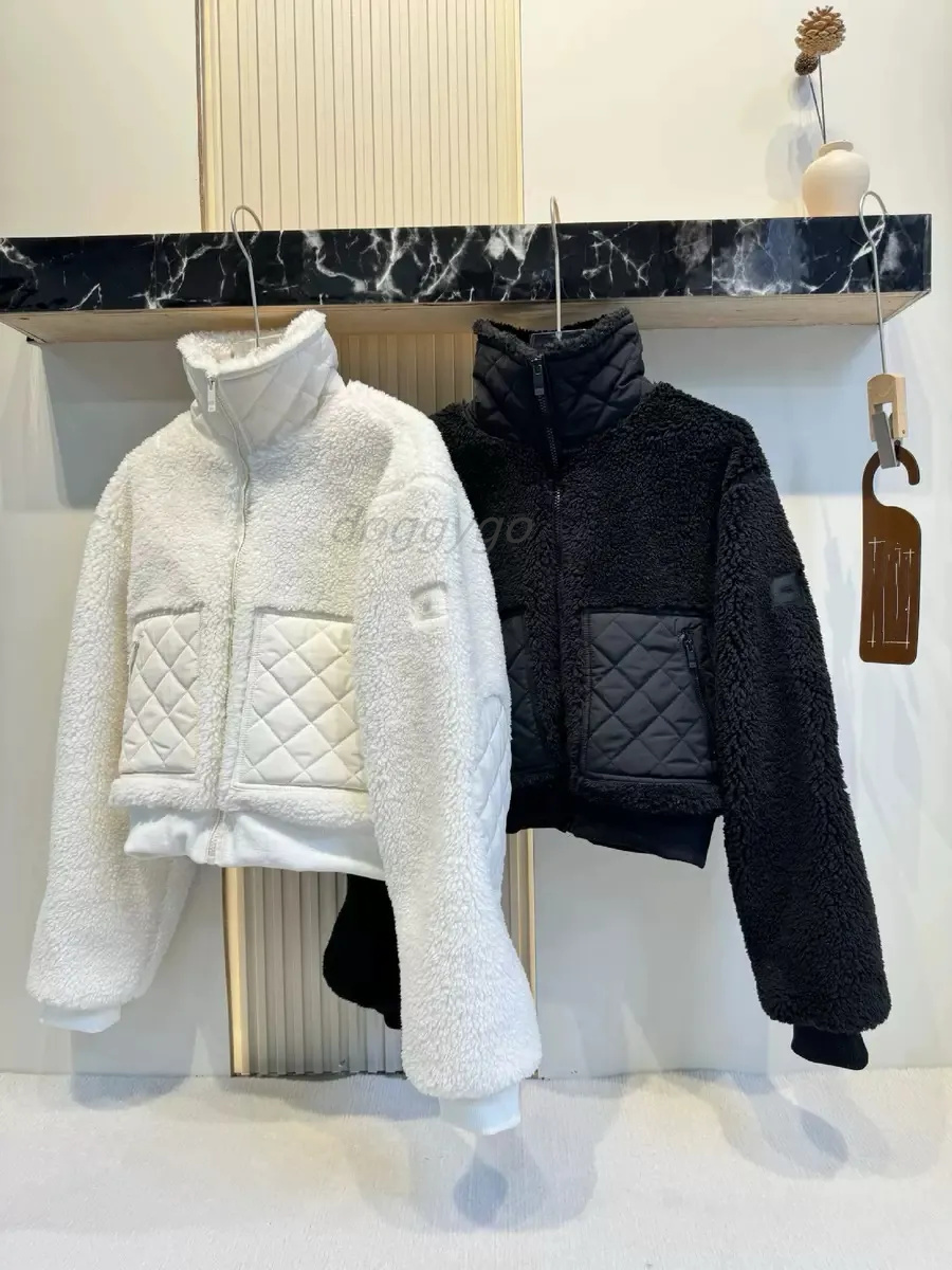 Lamb Wool Zipper Coat Yoga Clothes Women's Winter Short Padded Warm Cotton-padded Jacket Cardigan Winter
