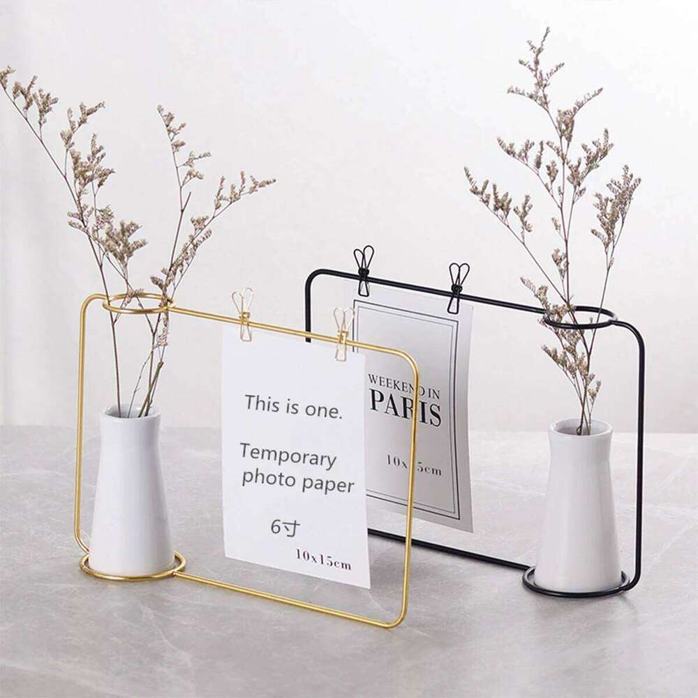 Creative Decor Nordic Style Art Retro Vase Metal Plant Holder Deoration Iron Line Flower Ornament For Home Room Garden C260116