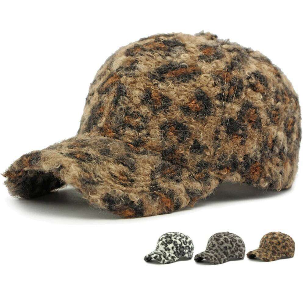 HT5003 Thick Warm Leopard Printed Men Women Adjustable Snapback Cap Male Female 6 Panels Winter Baseball Hat Y260115