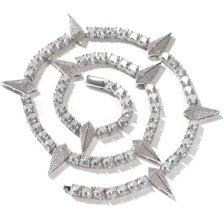 Hip Hop Tennis Necklace Wolf Tooth Soild 925 Silver Chain Jewelry 4mm VVS Moissanite Diamond Tennis Necklace