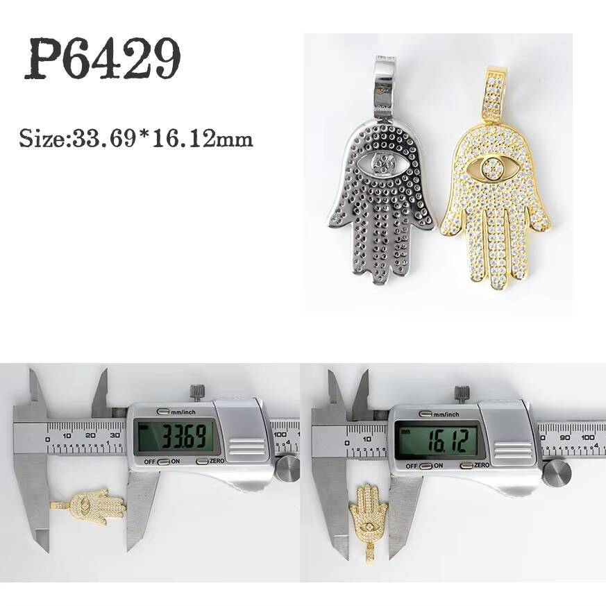 48h Shipping Mini Hand Hip Hop Pendant Sterling Silver 925 Iced Out Moissanite Hasma Pendant With Stainless Steel Rope Chain