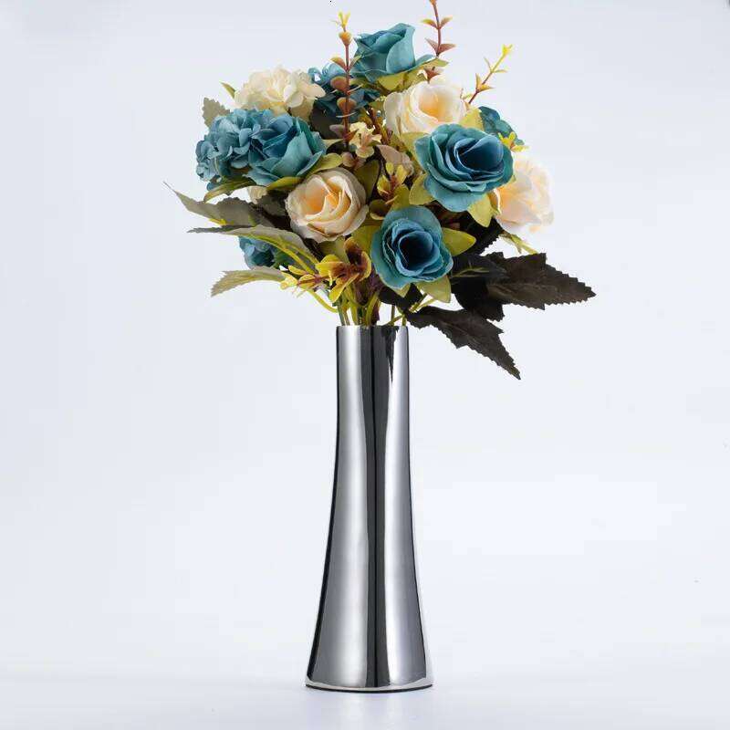 Stainless Steel Silver Metal Small Vase - Simple, Light Luxury Dry Flowers/Simulated Flowers Modern Home Decoration Ornament C260116