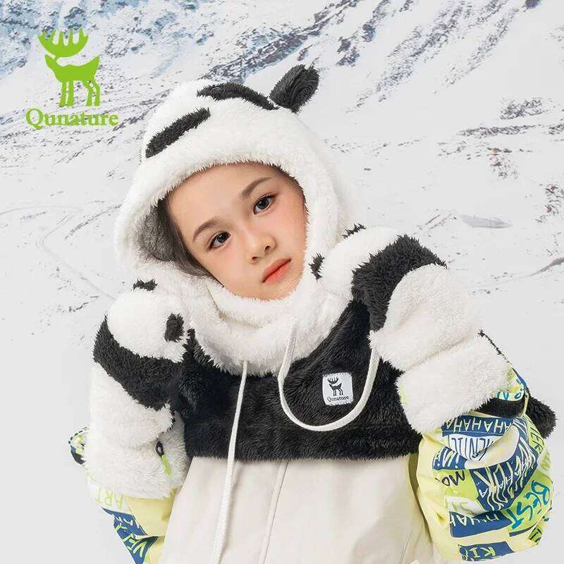 Qunature Parent-child panda Skiing Thermal Keep Warm Hiking Snowboarding Full Finger Gloves Winter Sports Accessories Y260115