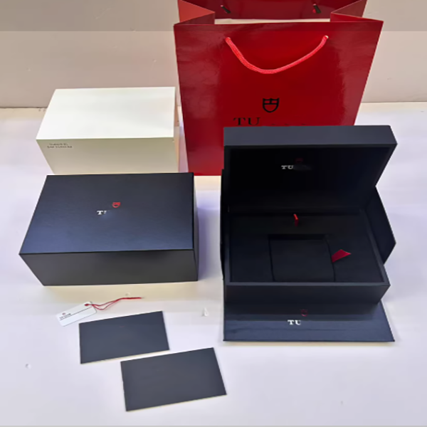 Luxury Black Watch Box Set - Premium Presentation Case with Full Brand Packaging Certificate Watch Protection