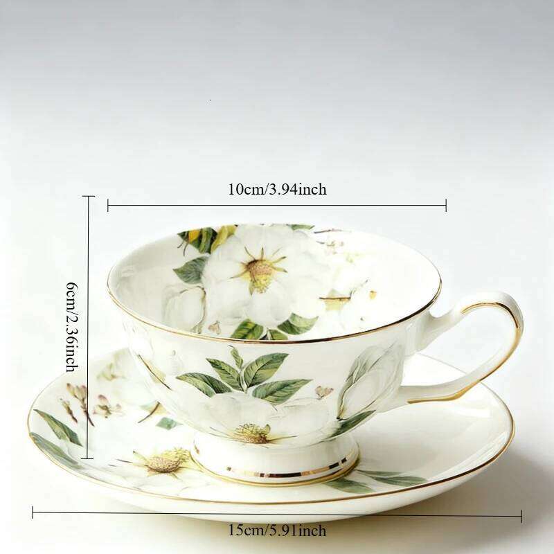 Ceramic teacup, European bone china coffee afternoon set, creative English black tea cup, pastoral style water cup