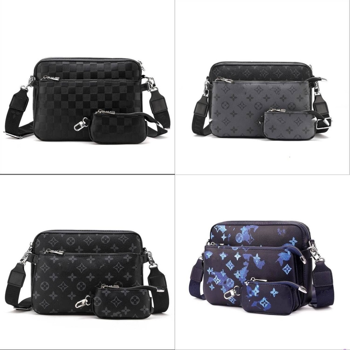 Designer messenger bag Sleek shoulder bag Versatile crossbody bag Side Sling Monogram 3-Piece Bag Set Commuter bag detachable pouch shoulder strap Men's bag