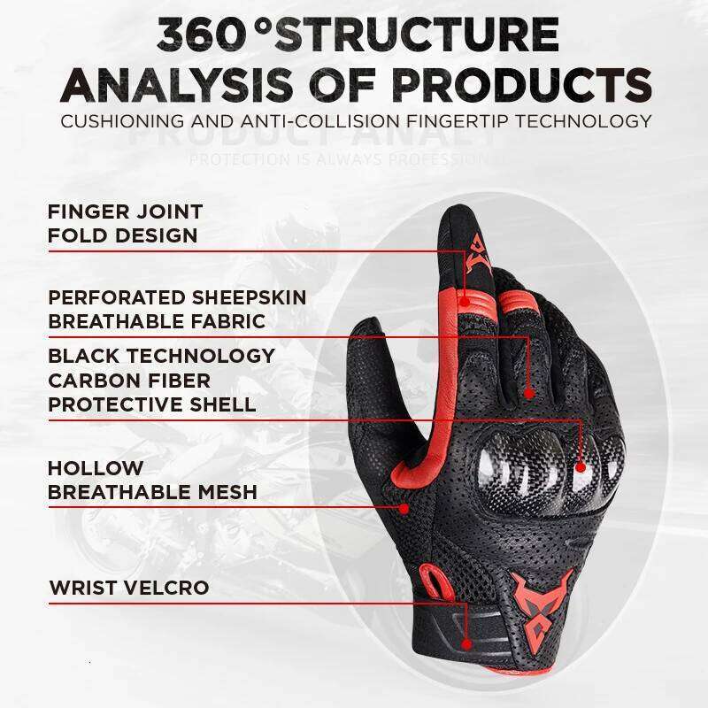MOTOCENTRIC Leather Motorcycle Carbon Fiber Breathable Motorbike Motocross Touchscreen Cycling Bike Gloves Unisex Y260115