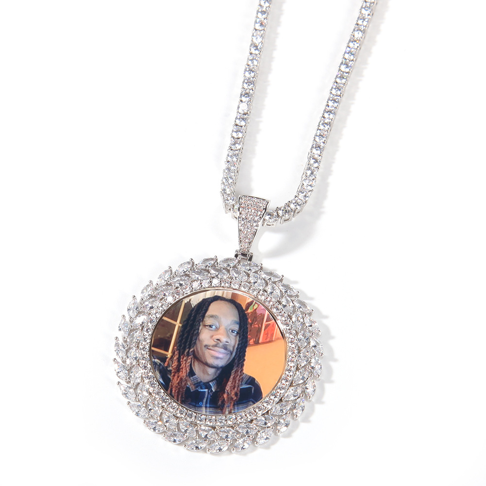 TopBling Hip Hop Custom Memory Photo Pendant Necklace Bling 5A Zircon 18K Real Gold Plated Jewelry