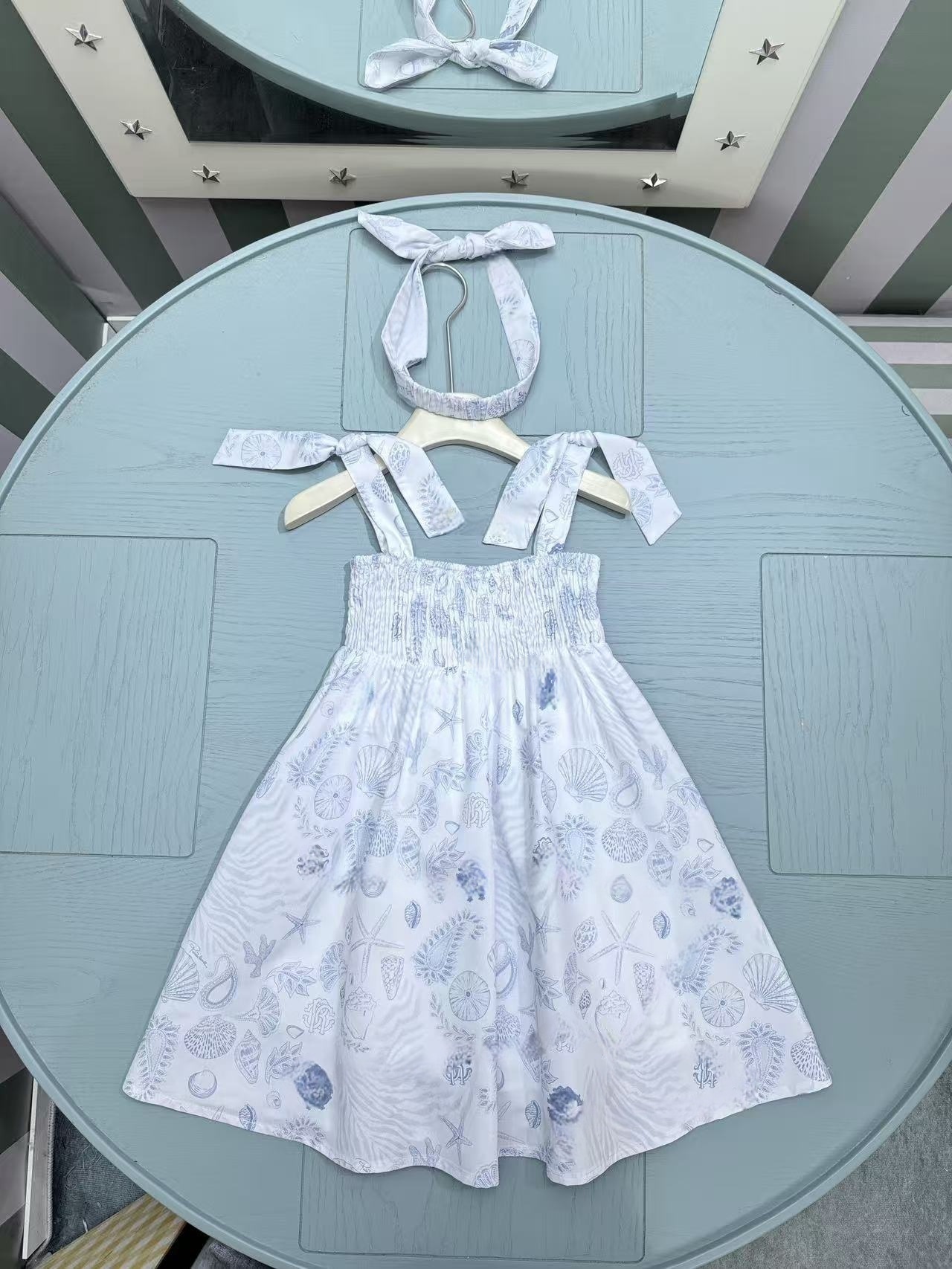 2026 Summer Girls cashew printed dress Designer kids Bow suspender princess dress children cotton linen clothing S5658