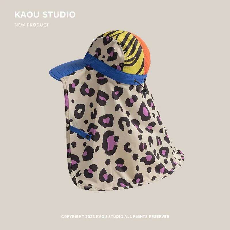 American Retro Leopard Print Splicing Baseball Caps for Women Summer Outdoor Leisure Sunscreen Niche Quick-drying Men's Hat Y260115