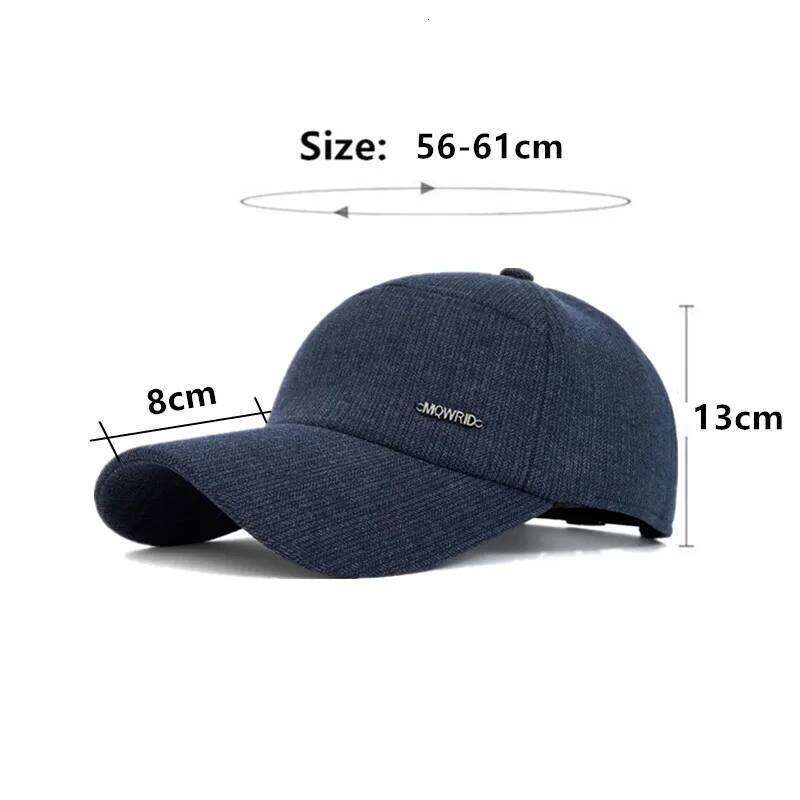 New Winter Fleece-lined Plush Thickened Warm Baseball Caps For Men Coldproof Earmuff Hats Snapback Cap High-end Dad's Cotton Hat Y260115