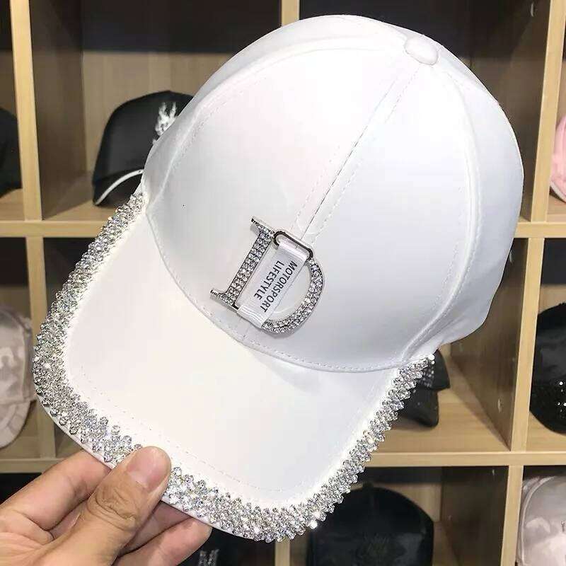Glitter Rhinestone Letter D Baseball Caps Trendy Women Cotton Blingbling Snapback Hip Hop Cap Outdoor Women's Sun Hat Y260115