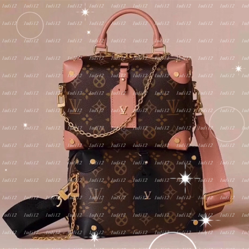 10A Top quality New petite malle souple bag Womens crossbody shoulder bag Original designer handbag mirror quality leather chain bag black embossing Square box bag