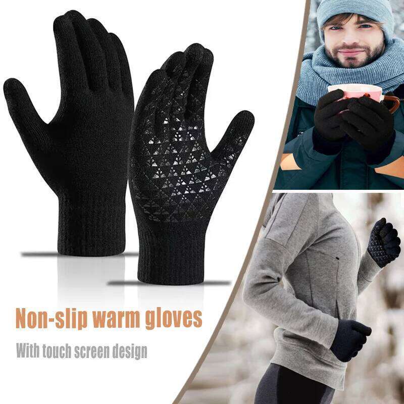 Winter Warm Touch Screen Waterproof Non-slip Thickened Knitted Gloves Suitable for Outdoor Driving Cycling and Skiing Y260115