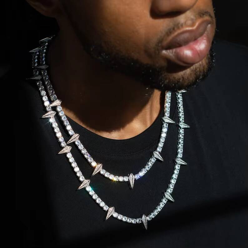 Hiphop 925 Sterling Silver VVS Moissanite Chain Wakanda Forever Iced Out 5mm Moissanite Tennis Chain