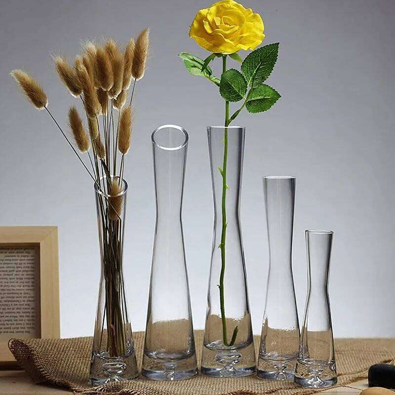 Transparent Glass Small Vase Hydroponics Plant Flower Terrarium Luxury Room Table Home Decor Wedding Decoration C260116