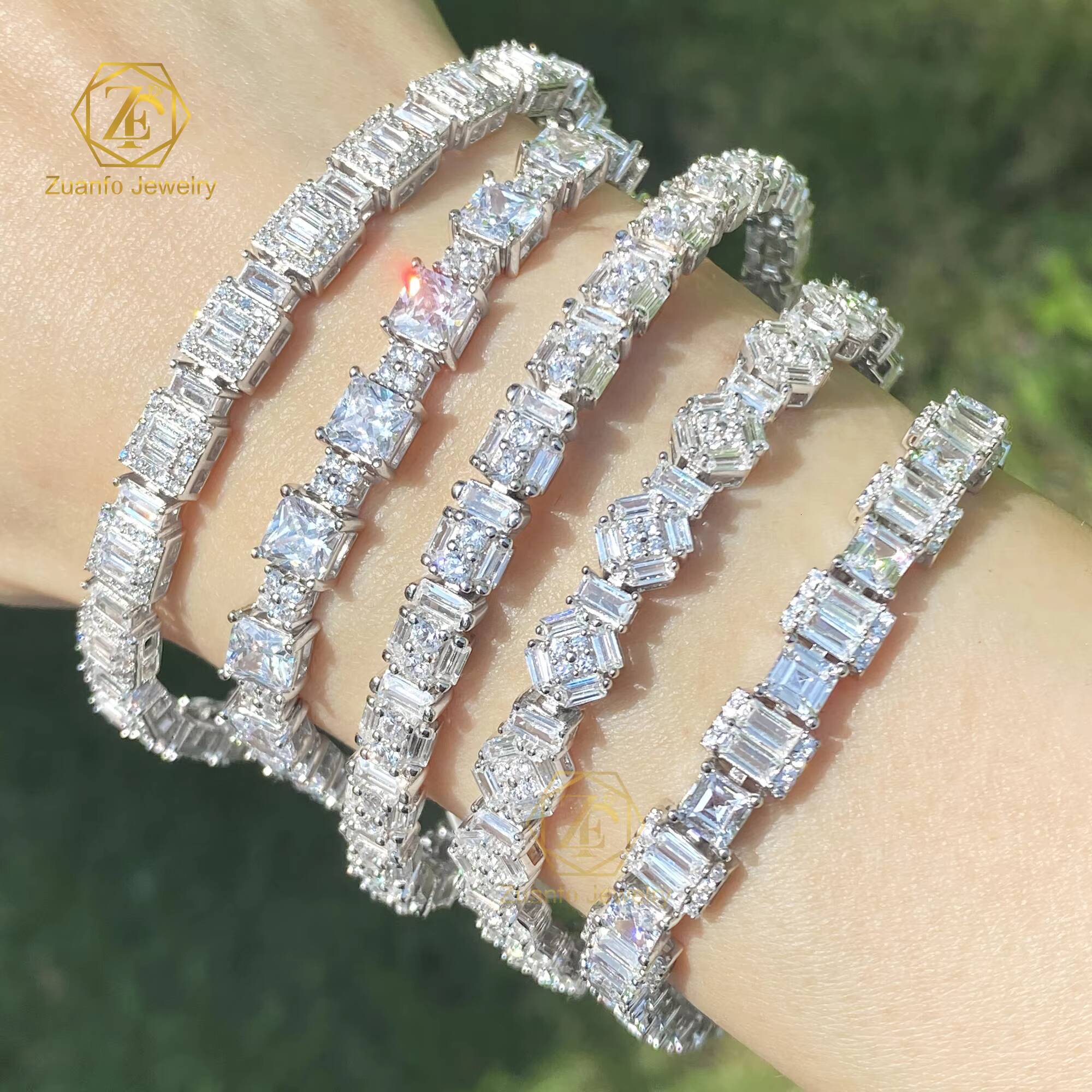 Fancy Shape Lab Grown Diamond Tennis Chain Necklace Bracelet CVD HPHT Round Emerald Oval Pear Iced Out 10K 14K 18K Chain