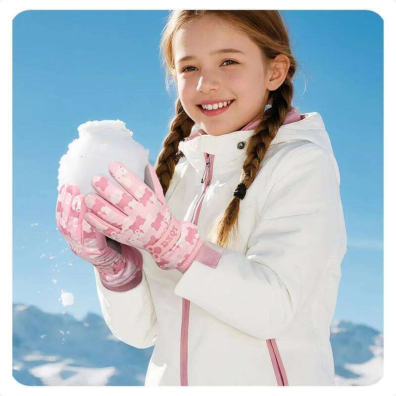 Children Winter Warm Cartoon Ski Gloves Thickened Fleece Waterproof Anti-slip for Kids Cycling Sports Ice Skating Skateboarding Y260115