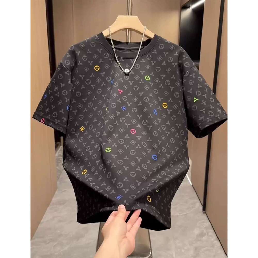 Round Neck Full Print Old Flower Short T-Shirt For Men 2025 Summer New Casual Versatile Stylish Cool Half Sleeve