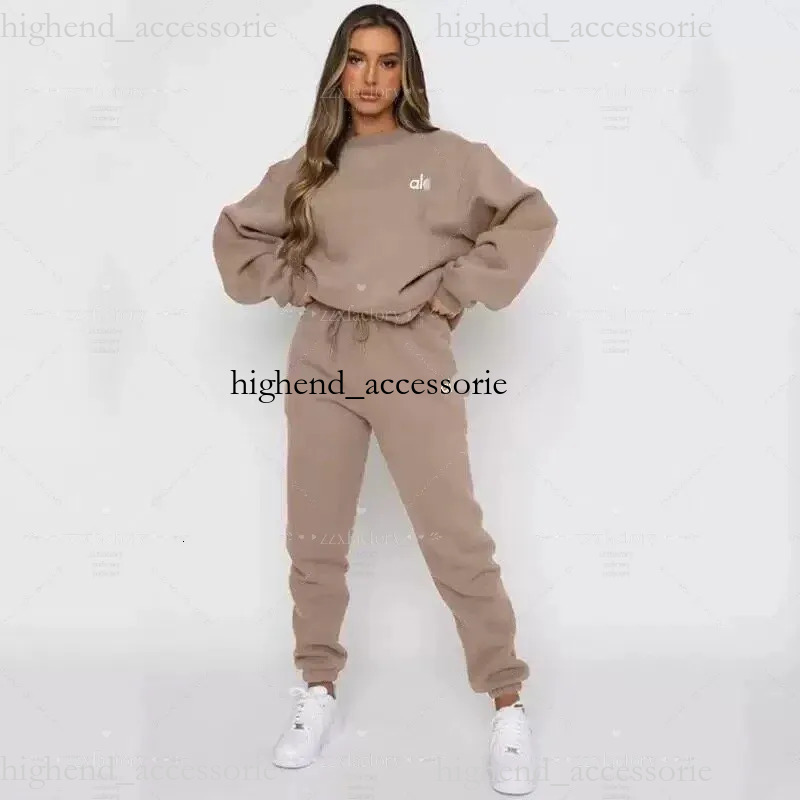 2026 AAA Alosweater Set Loose Long Sleeved Round Neck Top Gym Sweatwear Unisex Casual Sweat Tops Alopuffer Jacket Longsleeved Round Neck Yoga Gym Sets 83c